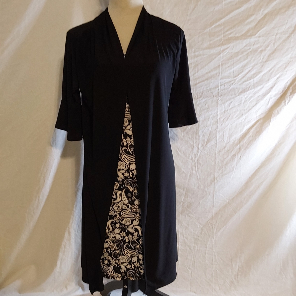 Tiffany & Grey Dress/Jacket 1 Piece Combo Black/White Medium